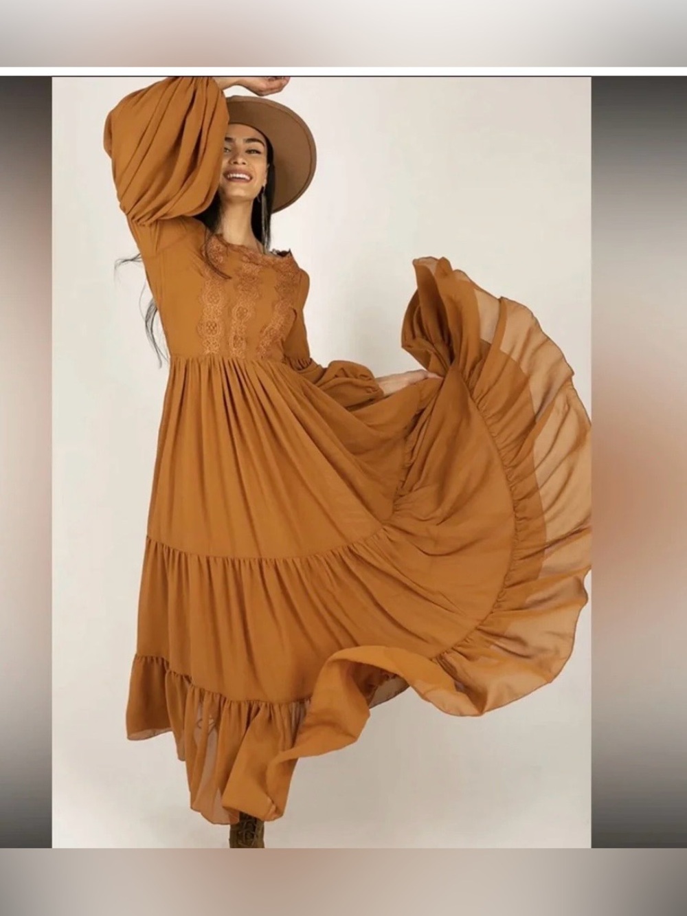 Joyfolie Marjorie (Mia Joy) Boho Maxi Dress Marigold Girl Size 14
